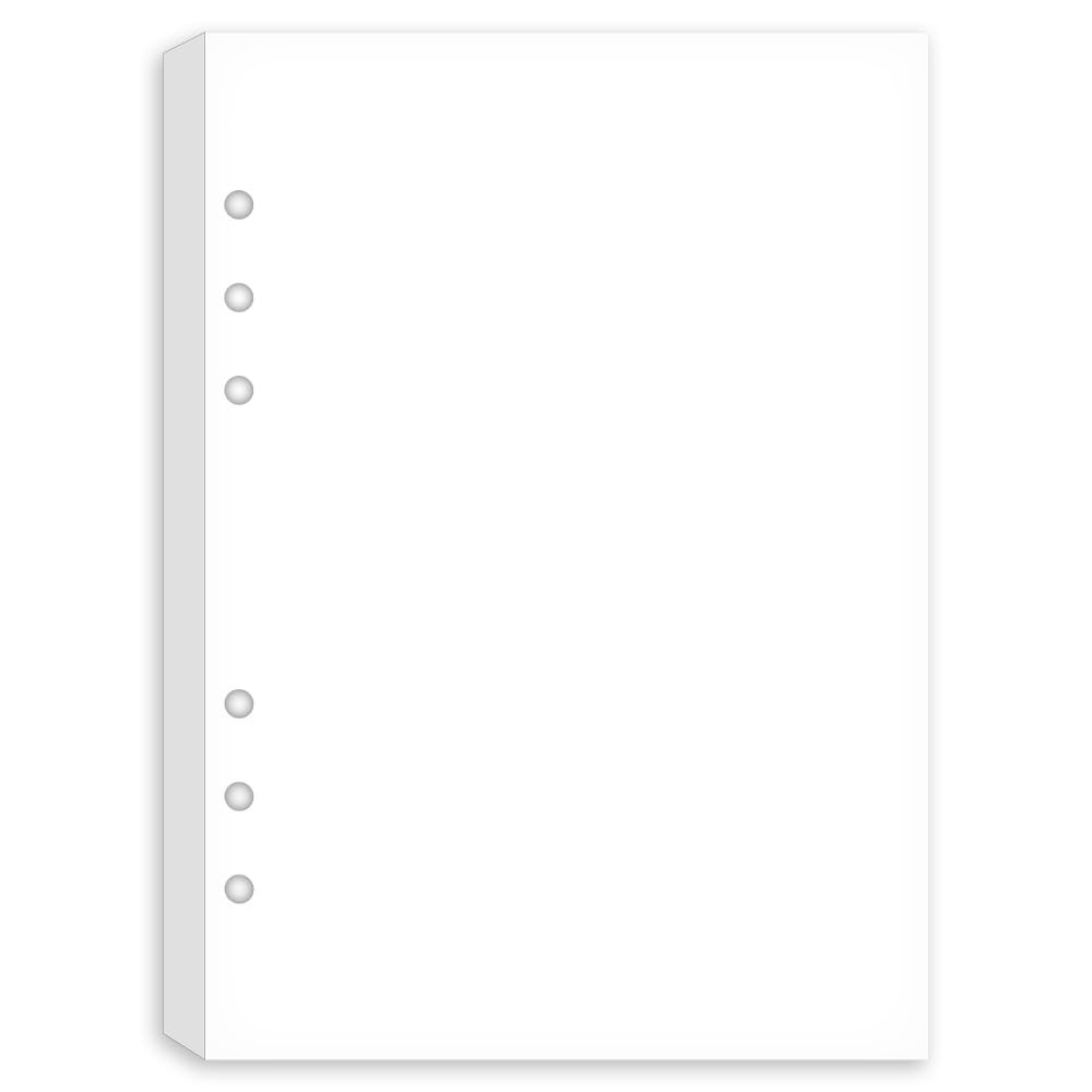 A5 Blank Paper Refill – 6-Hole Punched, 100 Sheets/200 100 Sheets, White