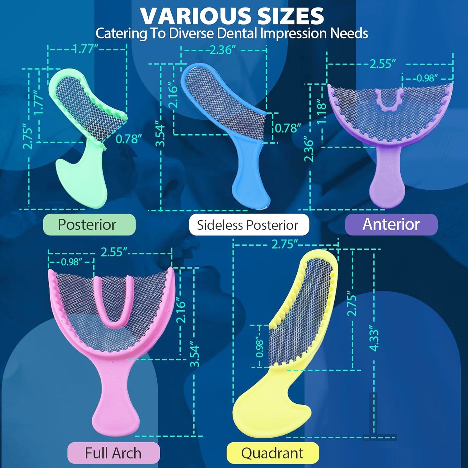 Dental Impression Bite Registration Triple Trays Multi Styles