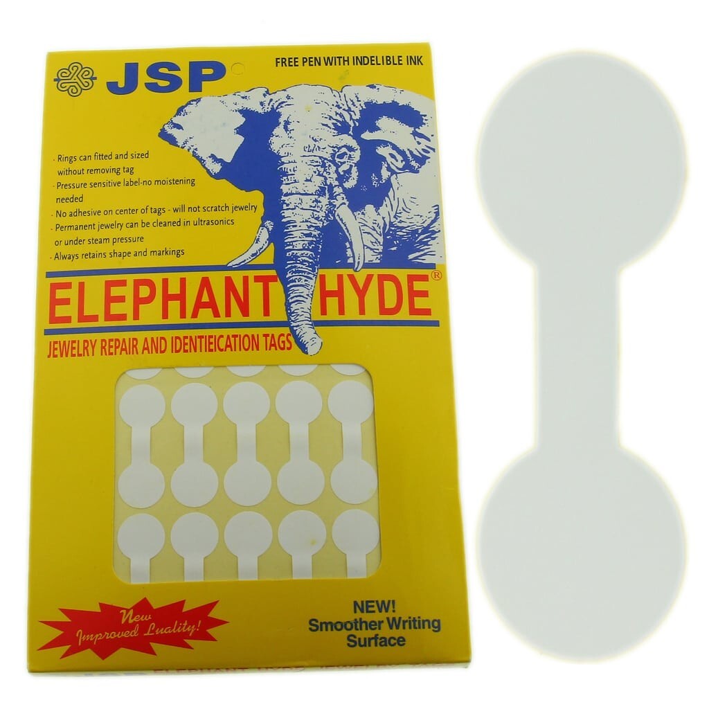 JSP ELEPHANT HYDE BARBELL JEWELRY ADHESIVE PRICE TAGS ROUND WHITE DISPLAY 1000