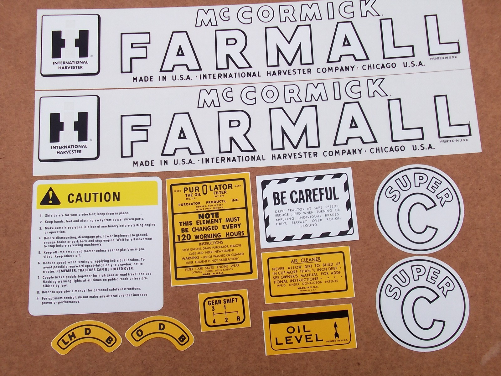 FARMALL SUPER C DECAL SET. XLENT MYLAR. SEE DETAILS