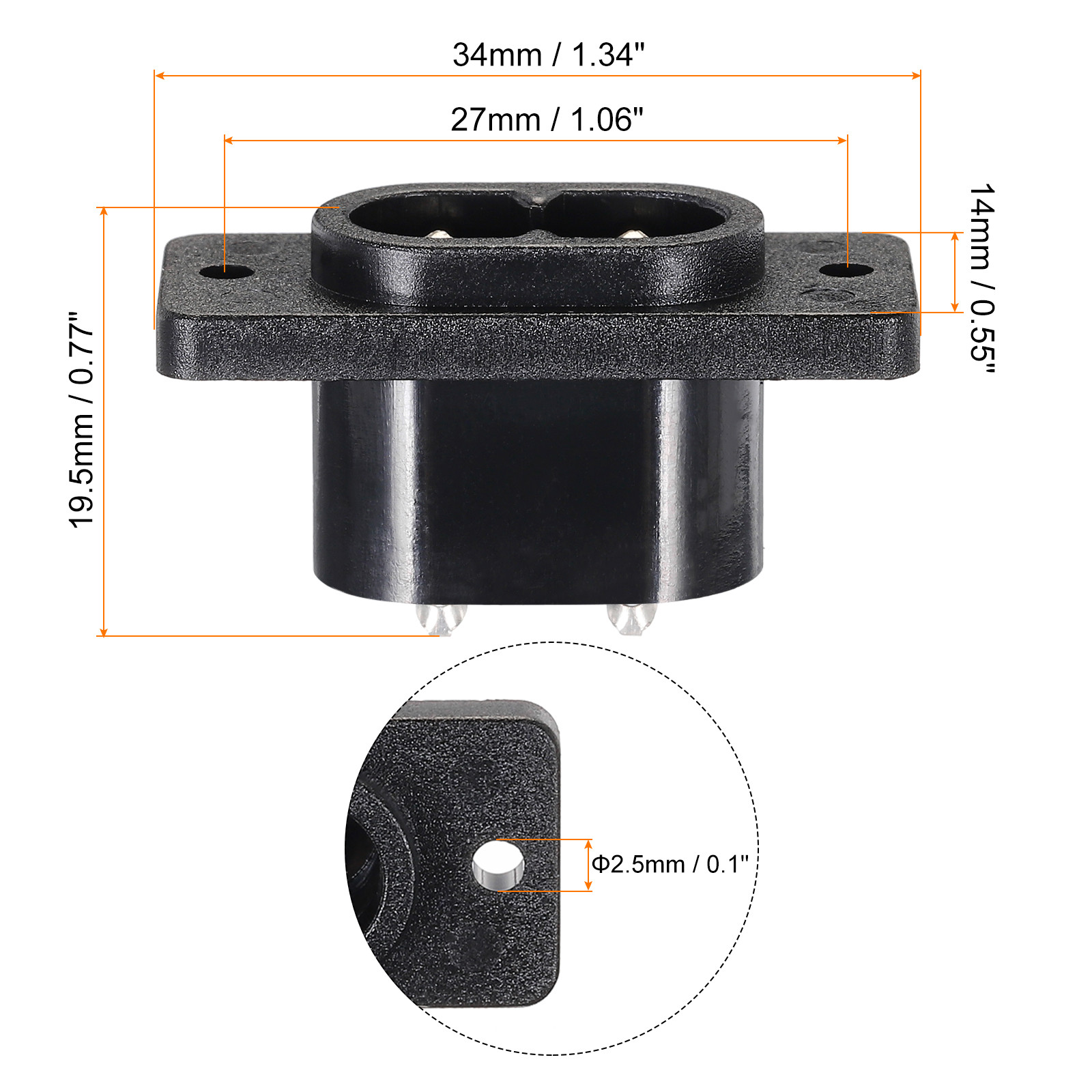 5 x C8 Panel Mount Plug Adapter 250V AC 2.5A 2 Pins IEC Inlet Module Straight