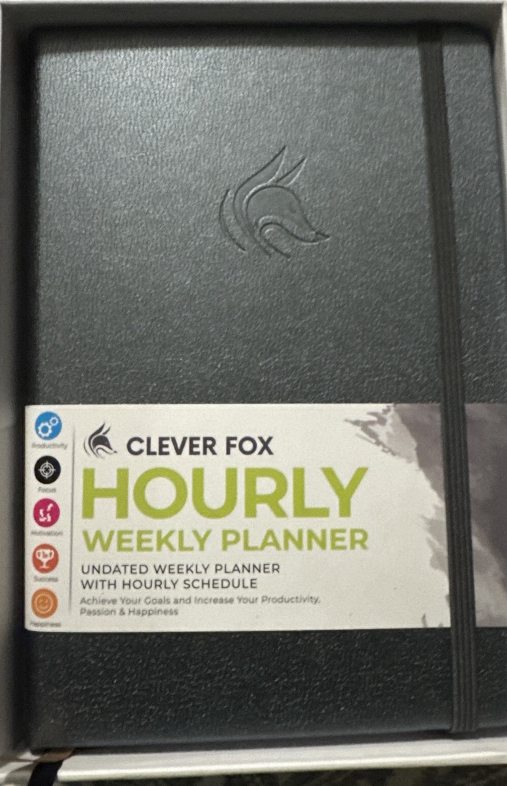 Clever Fox Hourly/Weekly Planner With Sticker Sheets NWT Undated Mystic Gray