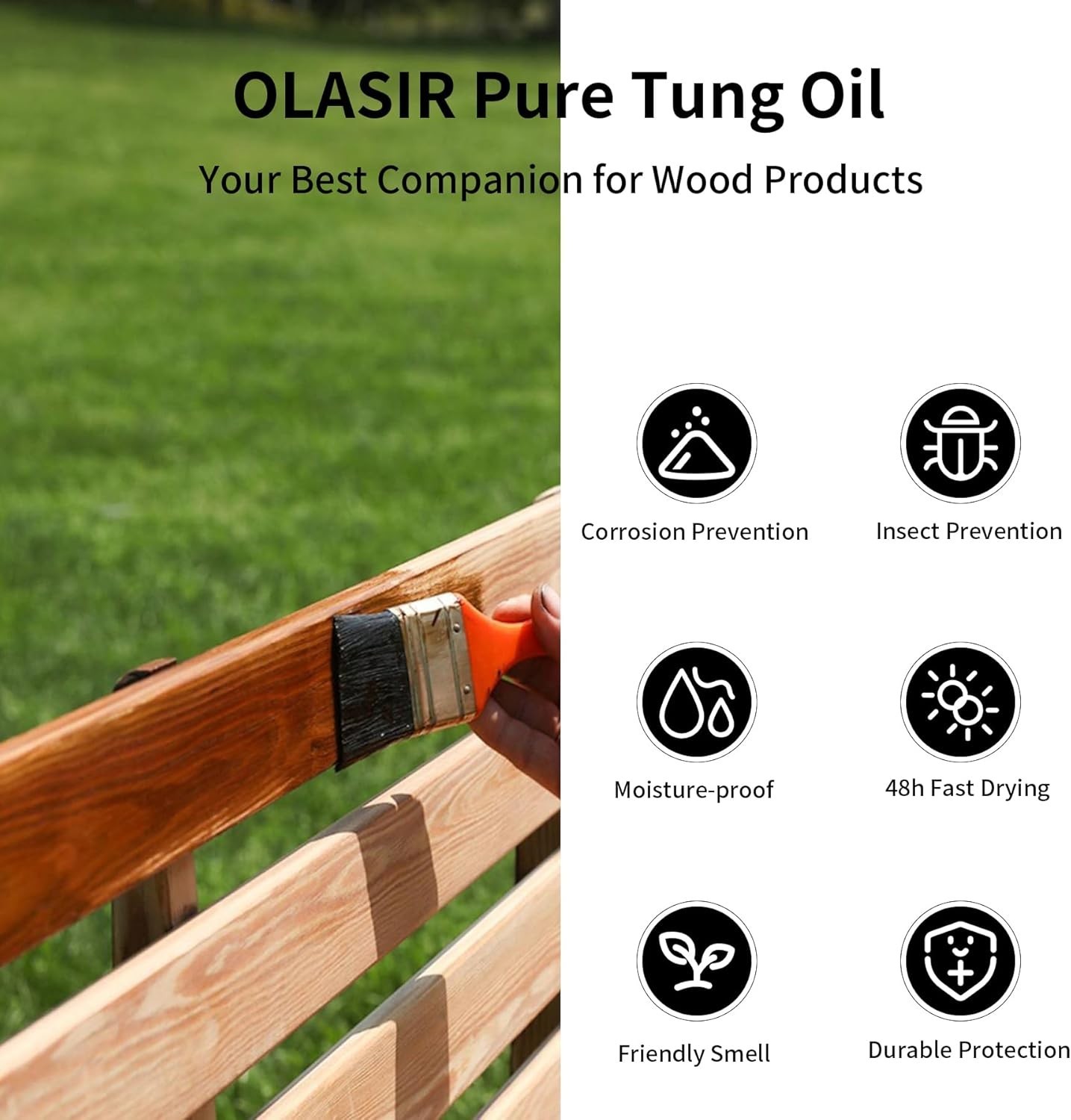 16 oz 100% Natural Pure Tung Oil for Wood Finishing Food Grade Safe, Waterproof