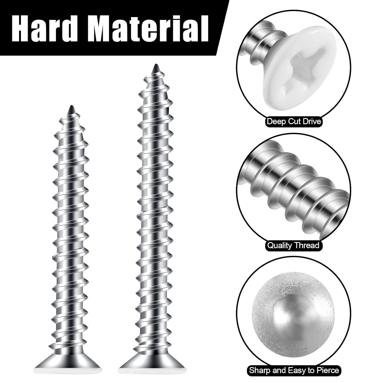150PCS White Head Screws #6 White Screws for 2.8mm-3.0mm Holes,2”,1-1/2”,1