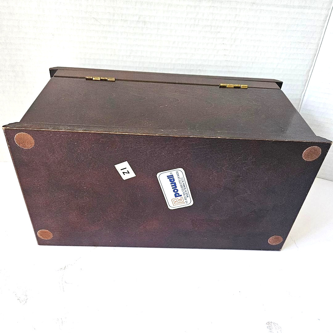 Vtg 5.5″ Tall, 10″ Long, 6″ Deep, Mahogany Wood Box Desk Organizer w/Hinged Lids