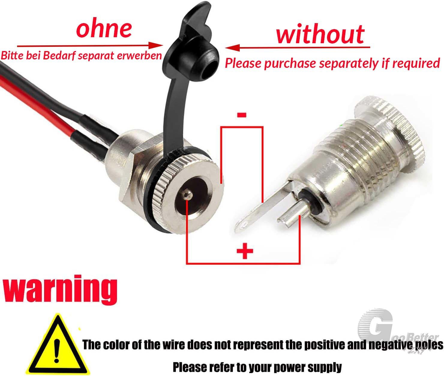 DC Female Panel Mount Power Supply Jack Socket Plug Connector 2.1/2.5 With cable