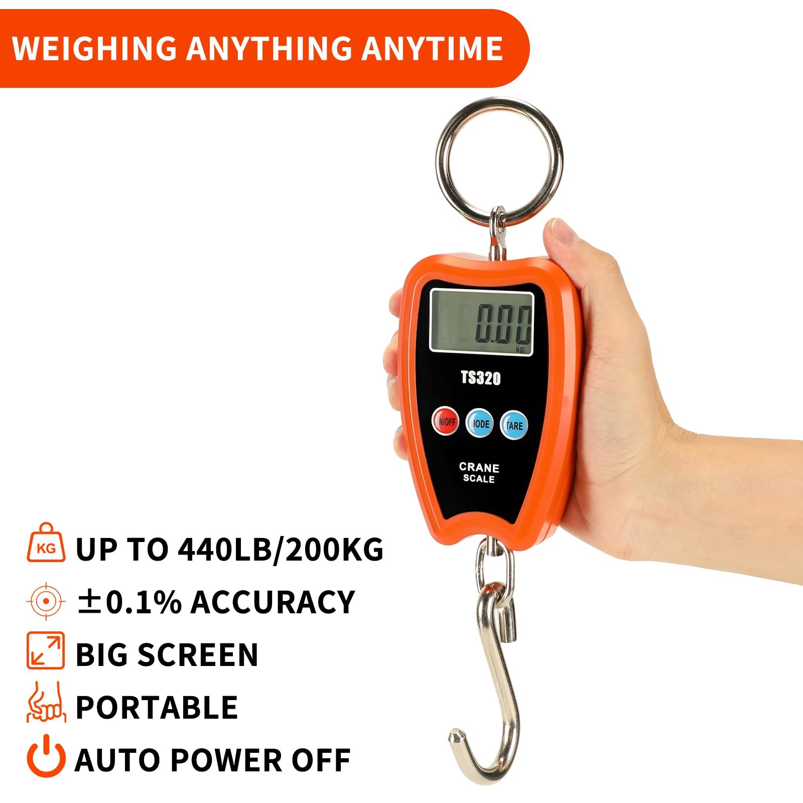 Digital Crane Scale 300kg/660lbs 200kg/440lbs with LED Handheld Mini Hanging …