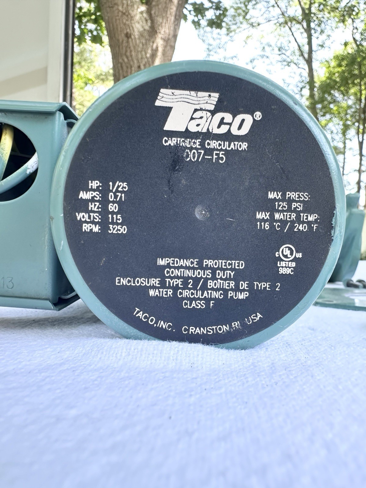 Taco 007-F5 Cast Iron Circulator, 1/25 HP Open Box Missing 1 Screw- See Photos