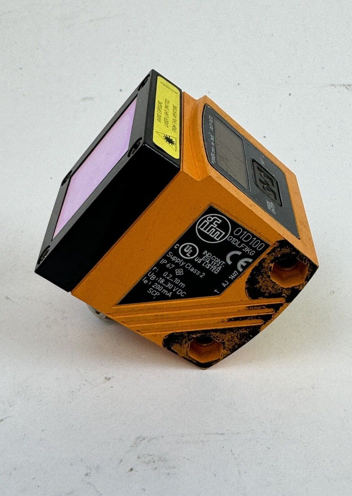 IFM – 01D100 – 01DLF3KG – LASER DISTANCE SENSOR – RANGE: 0.2-10 M, 30VDC, 4 PIN