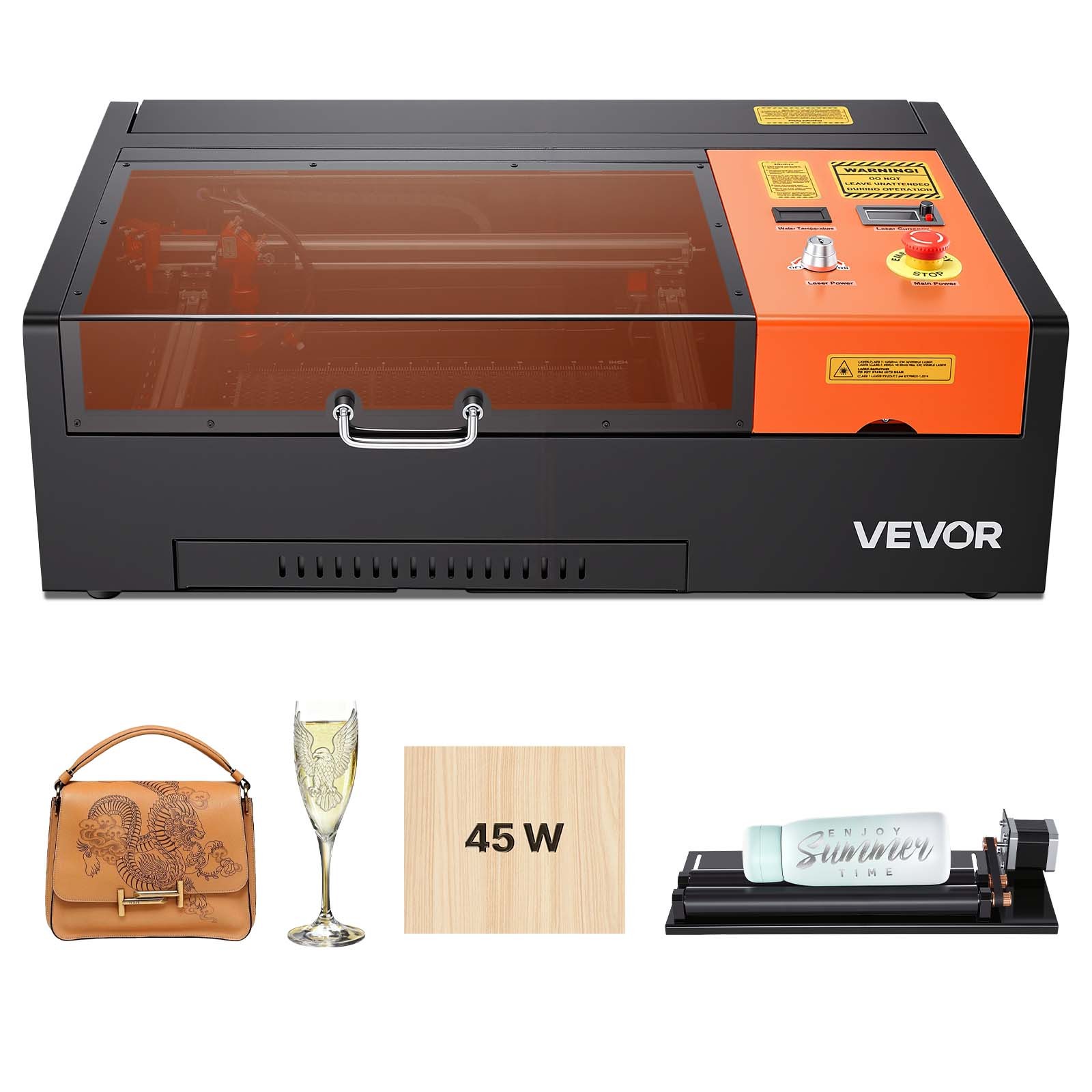 VEVOR 45W CO2 Laser Engraver 12 x 8 in Desktop Laser Engraving Cutter Machine