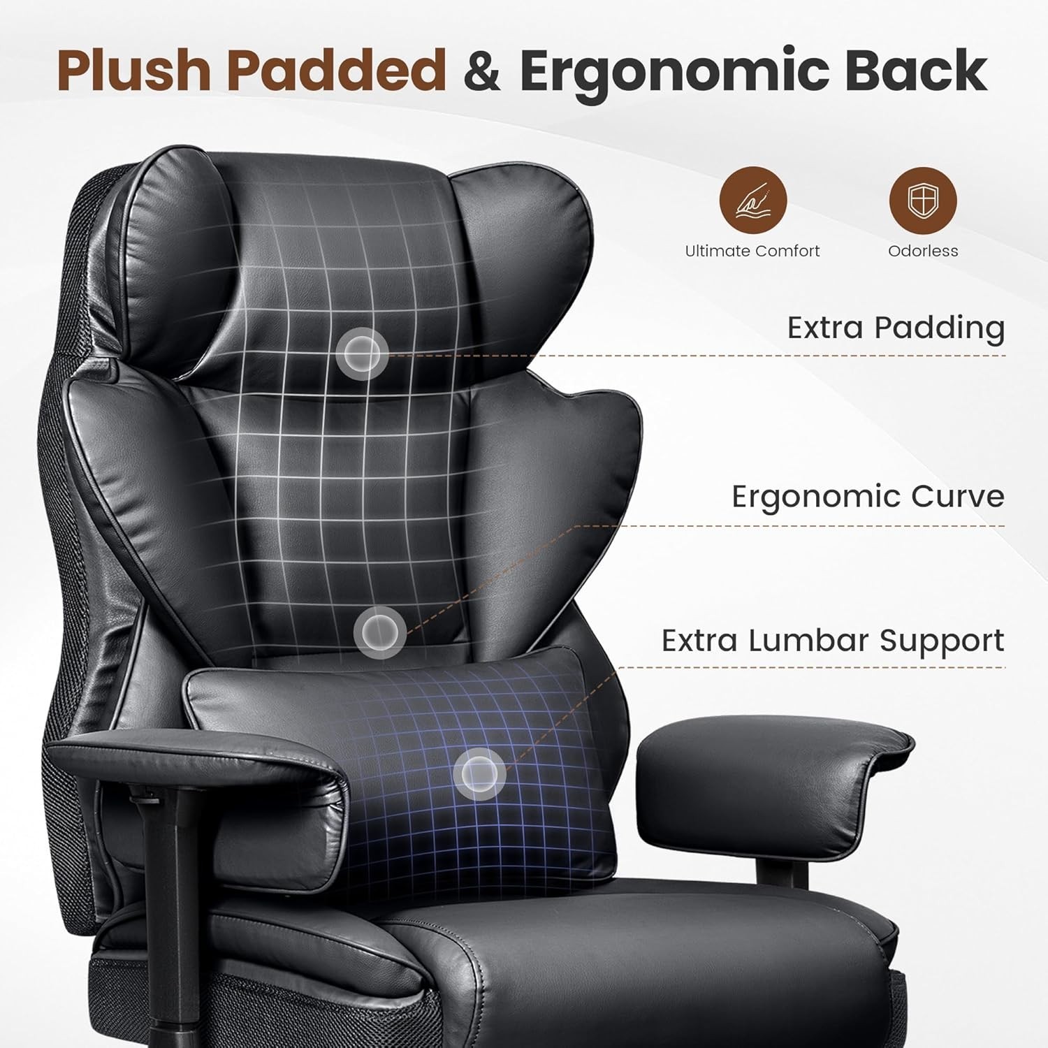 Big and Tall Office Chair – Heavy Duty 400 LBS Executive Chair with Lumbar Su…