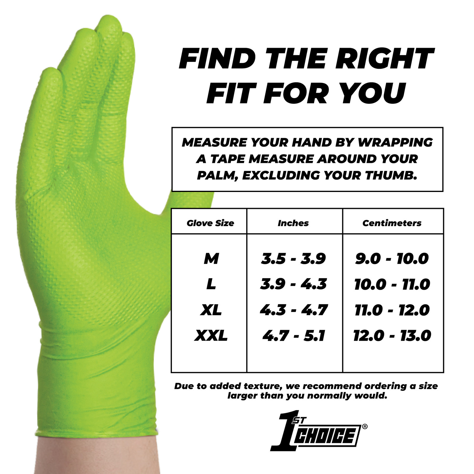 1st Choice Premium Green Nitrile Disposable Gloves 6 Mil Diamond Grip, 1000/Case