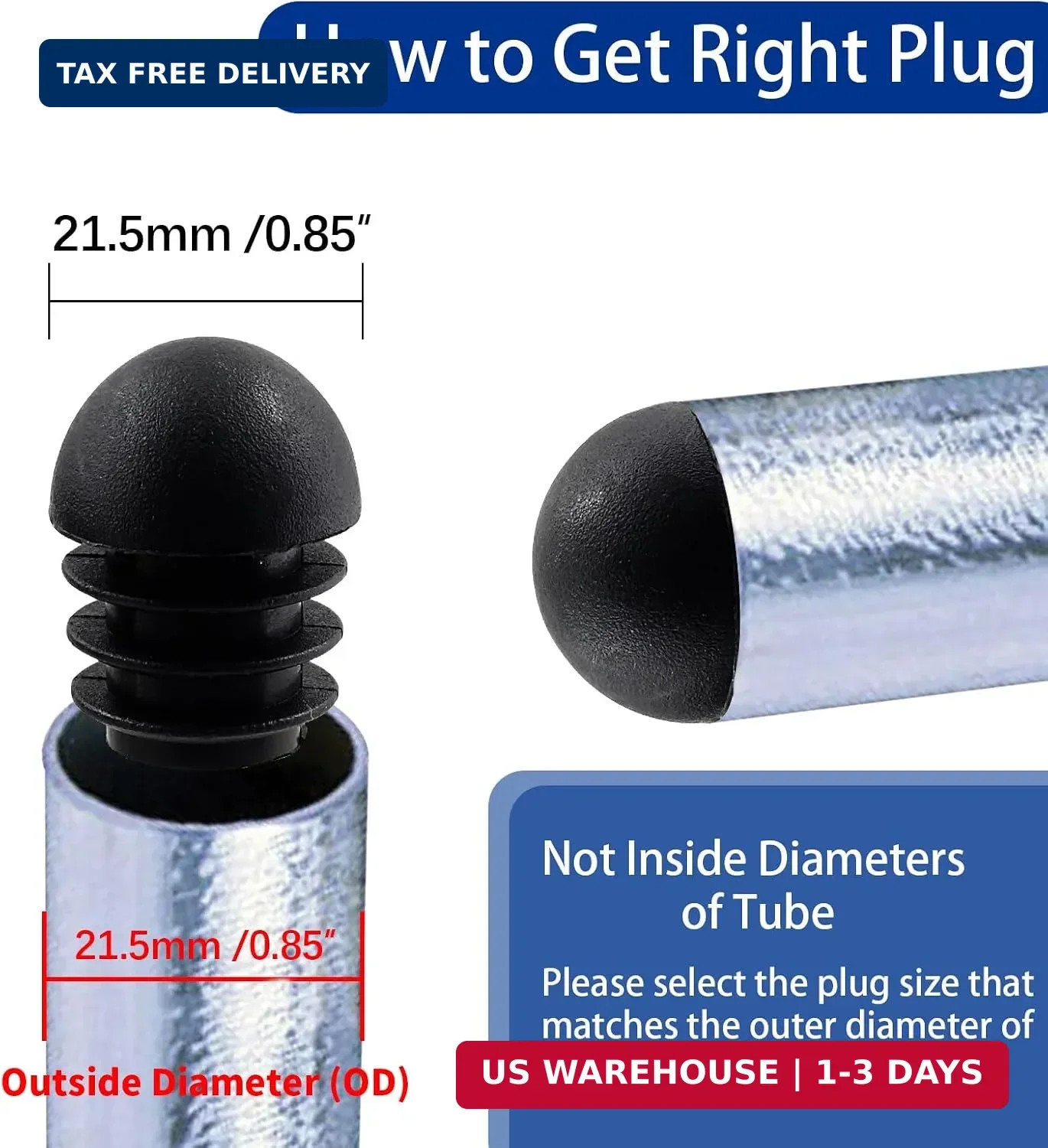 30 Pieces 7/8″ Round Plastic Tube End Caps | Black, for Furniture Legs and Metal