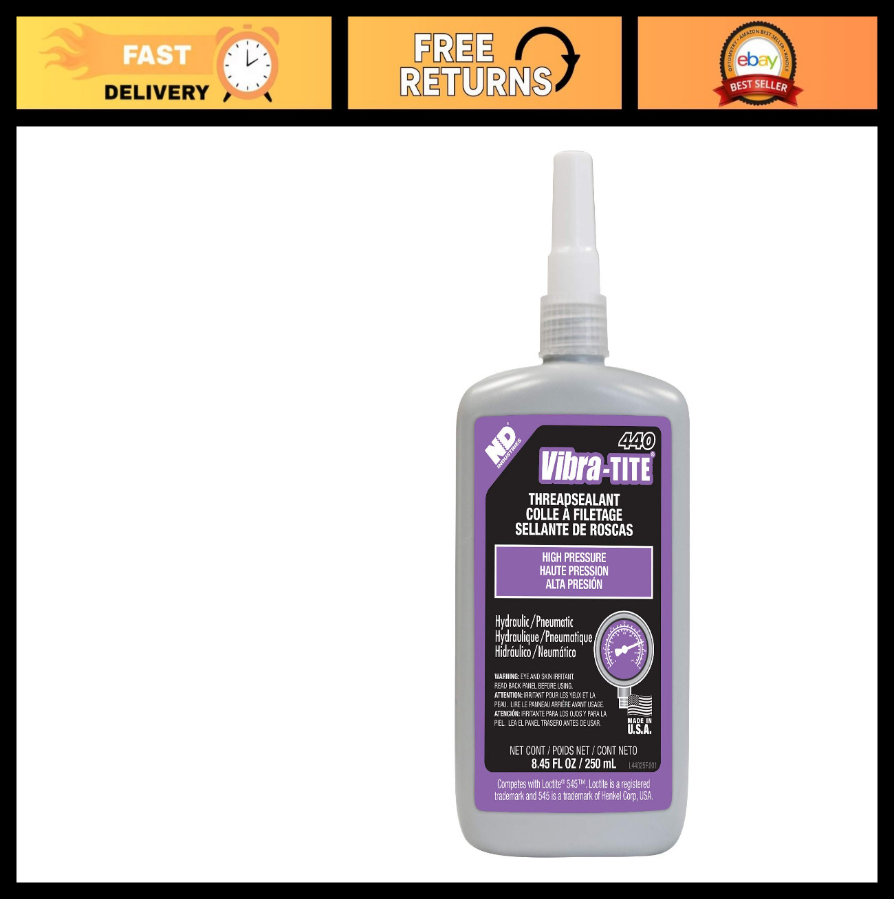 Purple Hydraulic & Pneumatic Anaerobic Thread Sealant – 250ml Bottle, Leak-Proof