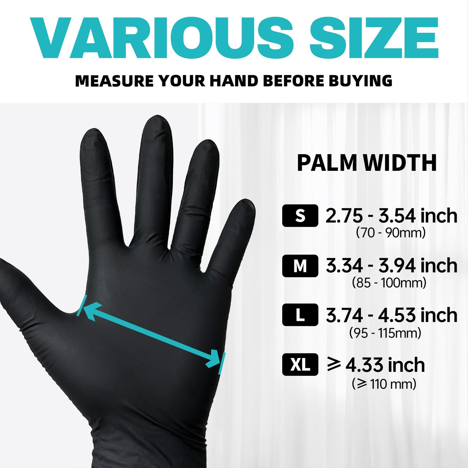 Black Nitrile Exam Gloves, 4.0 Mil, 100 Pcs Disposable Gloves Powder-free