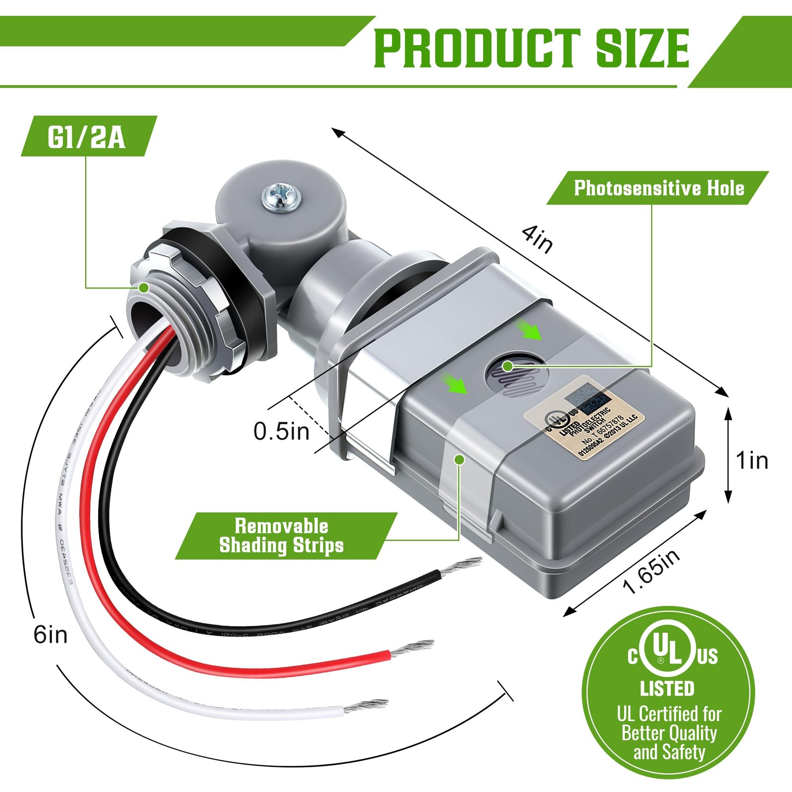 Photocell Sensor For Outdoor Lights 120VAC 120V Swivel Mount IP54 2PK