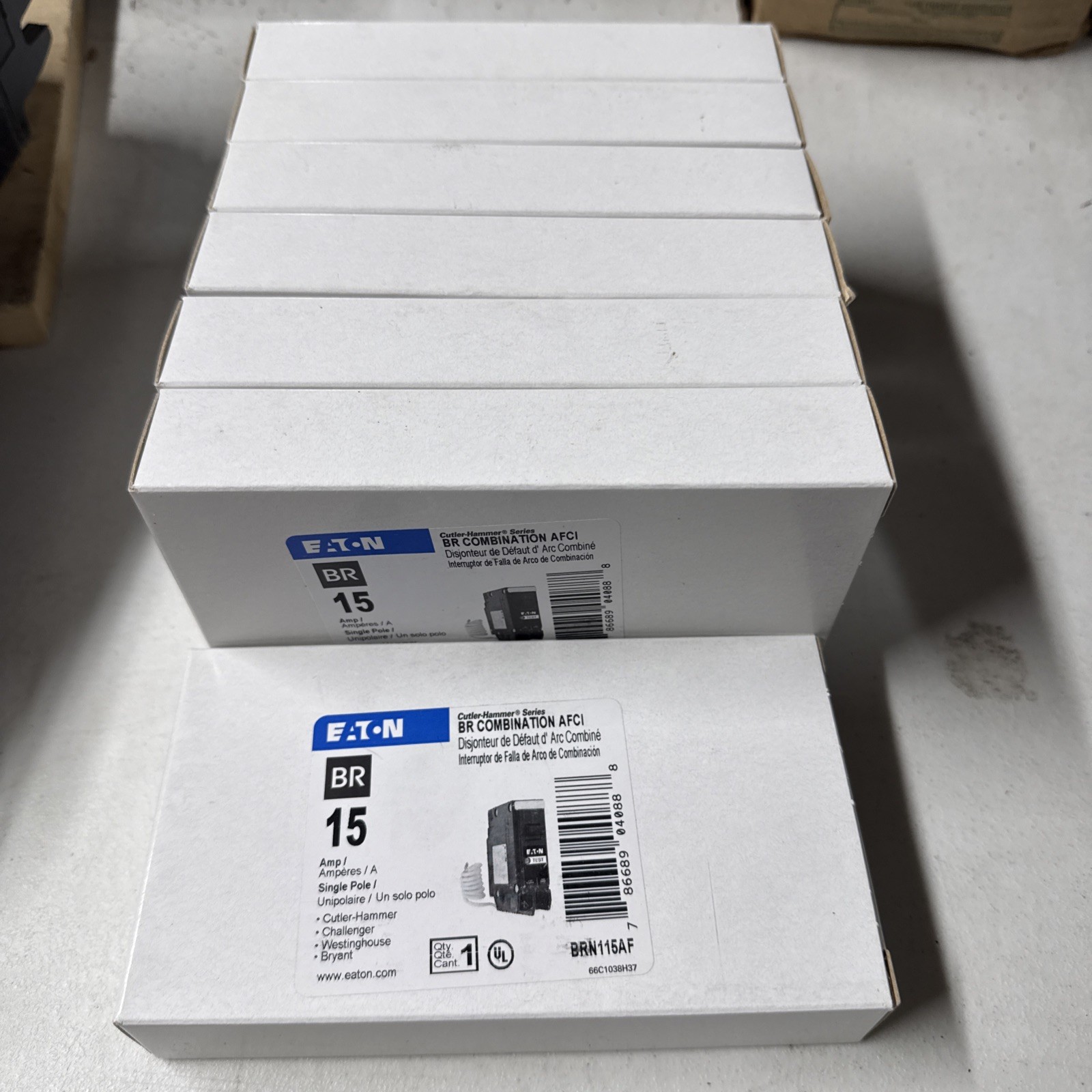 Eaton BRN115AF 15A 1P 120/240V 10 kAIC Combination AFCI Breaker