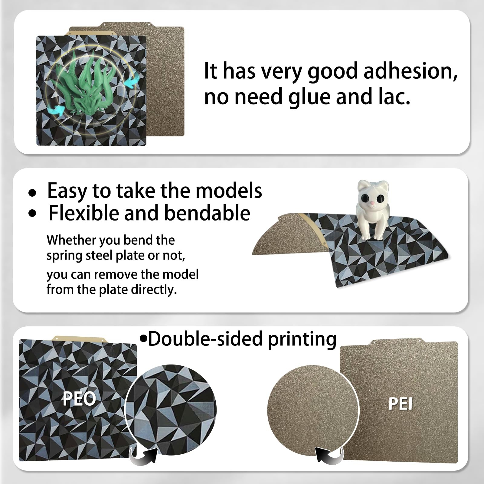 Smooth PEO+Textured PEI Spring Steel Build Plate 235x235mm, Double Sided PEO+…