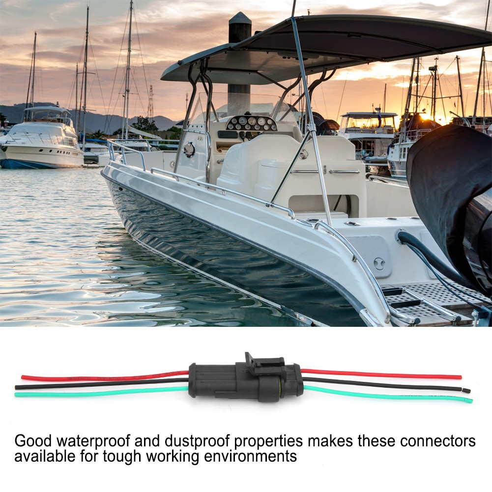 5 Sets 1/2/3 Pin Car Electrical Connector Plug With Wire Cable 3P