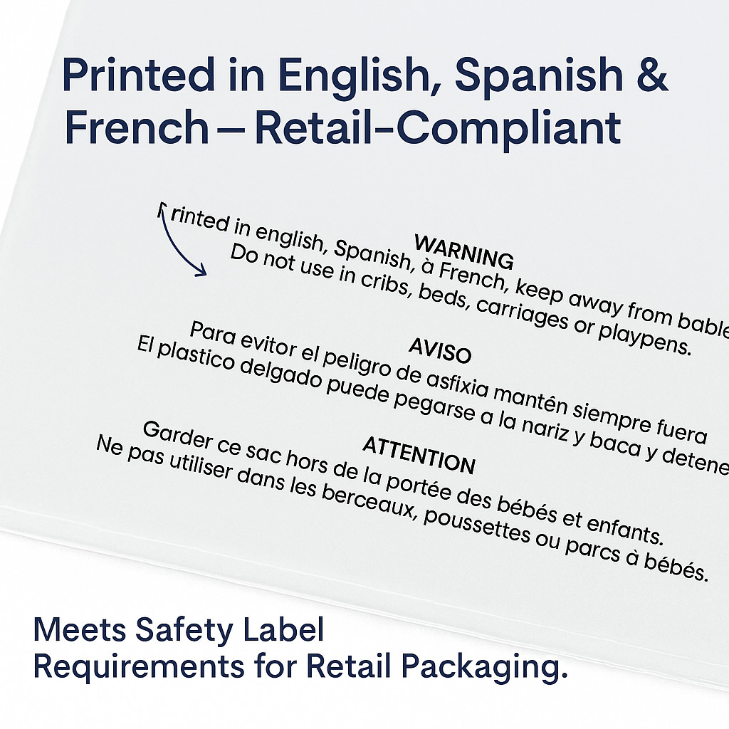 Clear Bags Resealable Suffocation Warning Poly OPP Cello Merchandise Bag 1.5 Mil