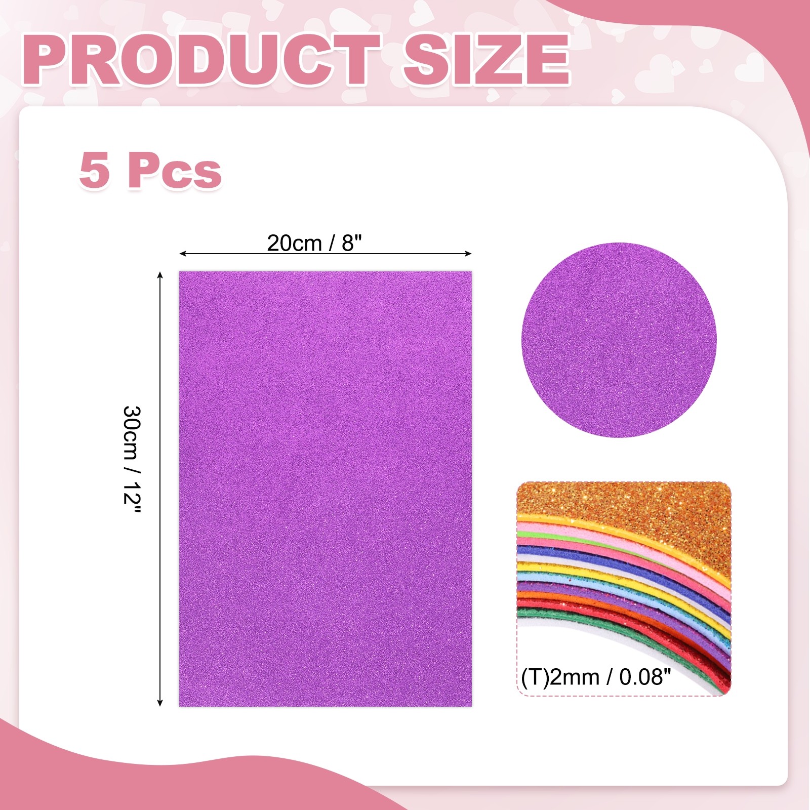 5 Sheets Purple Shiny Foam Sheets 8″x12″ EVA Foam Sheets for DIY Craft