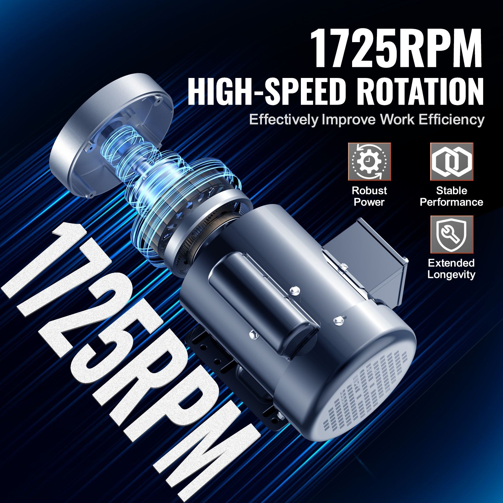 0.75HP Electric Motor 1725 rpm,AC 115V/230V,56C Frame,Air Compressor Motor