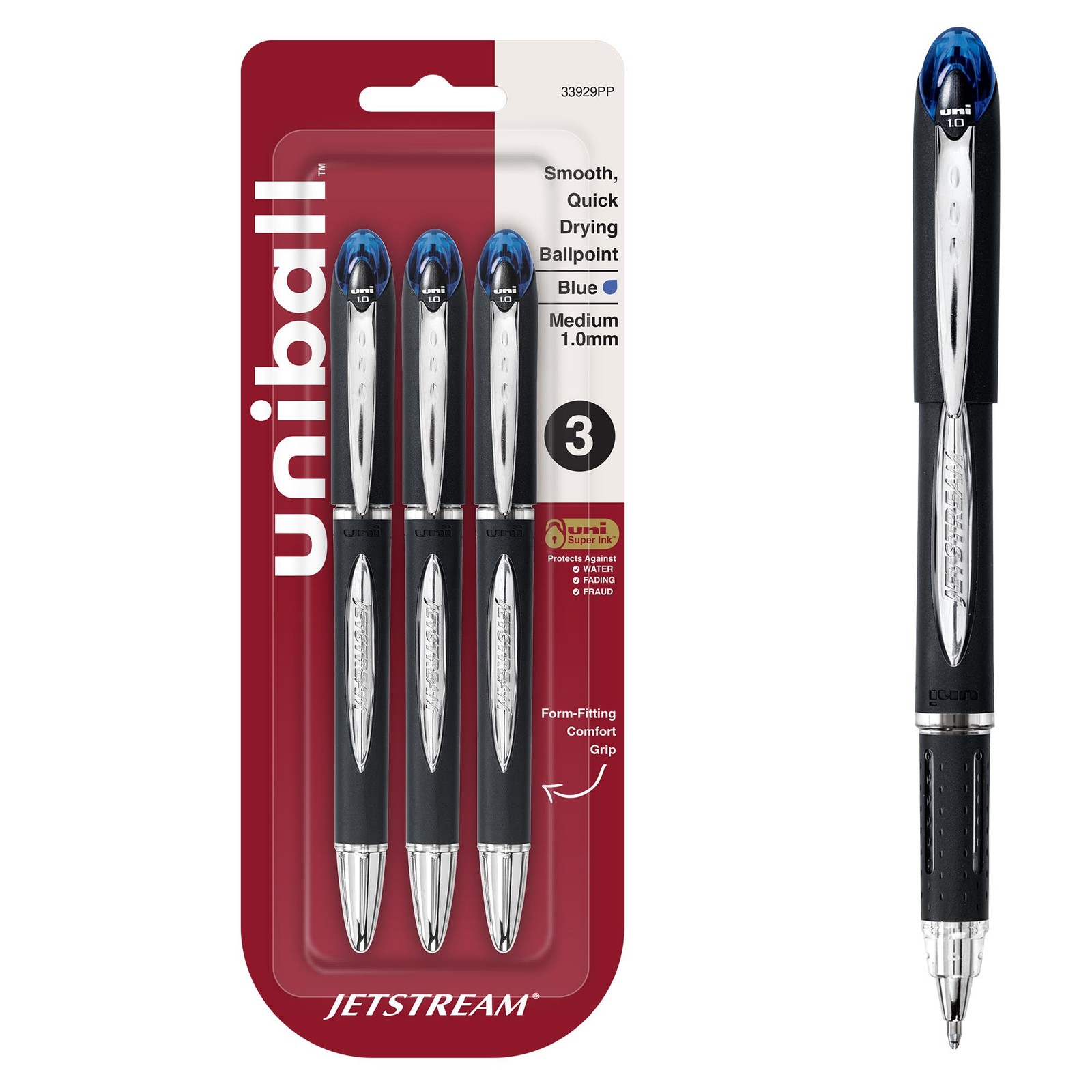 Uniball Jetstream Ballpoint Pens, Bold Point 1.0mm, Blue, 3 Office Product