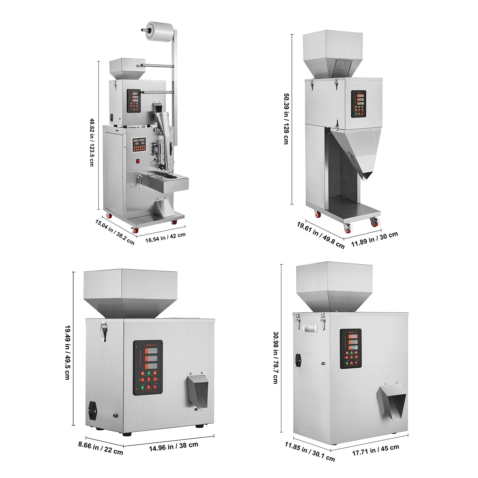 VEVOR Automatic Powder Filling Machine Particle Weighing 1-100/1-200/10-500g