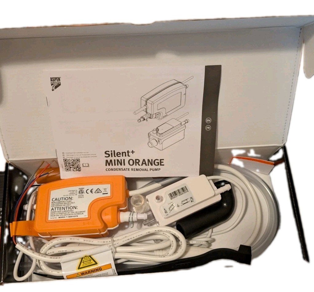Aspen Pumps Silent+ Mini Orange Condensate Pump Kit, Variable Speed, 230V