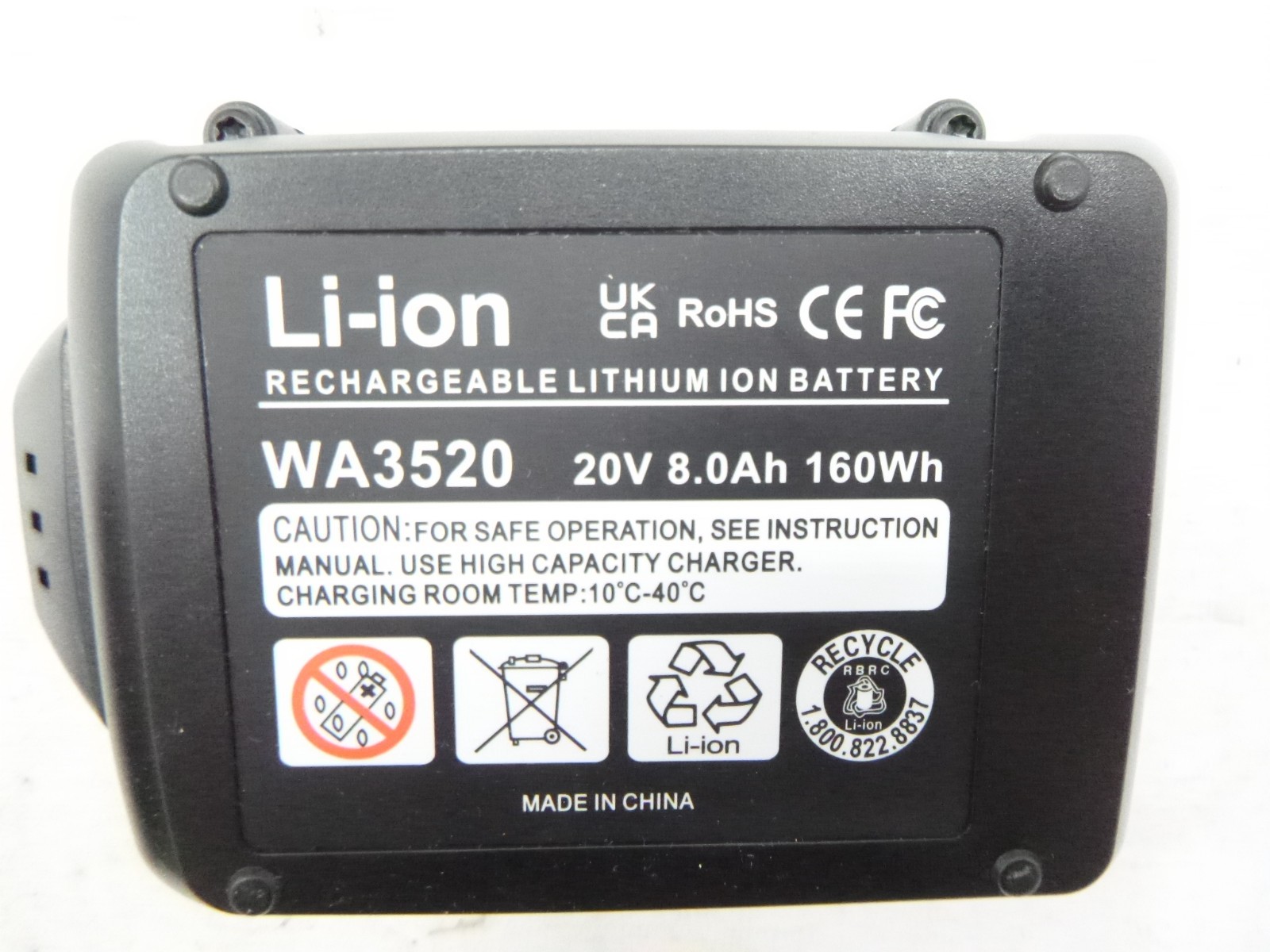 2 Pack Rechargeable Lithium Ion Li-Ion Battery 20V 8.0Ah 160Wh WA3520