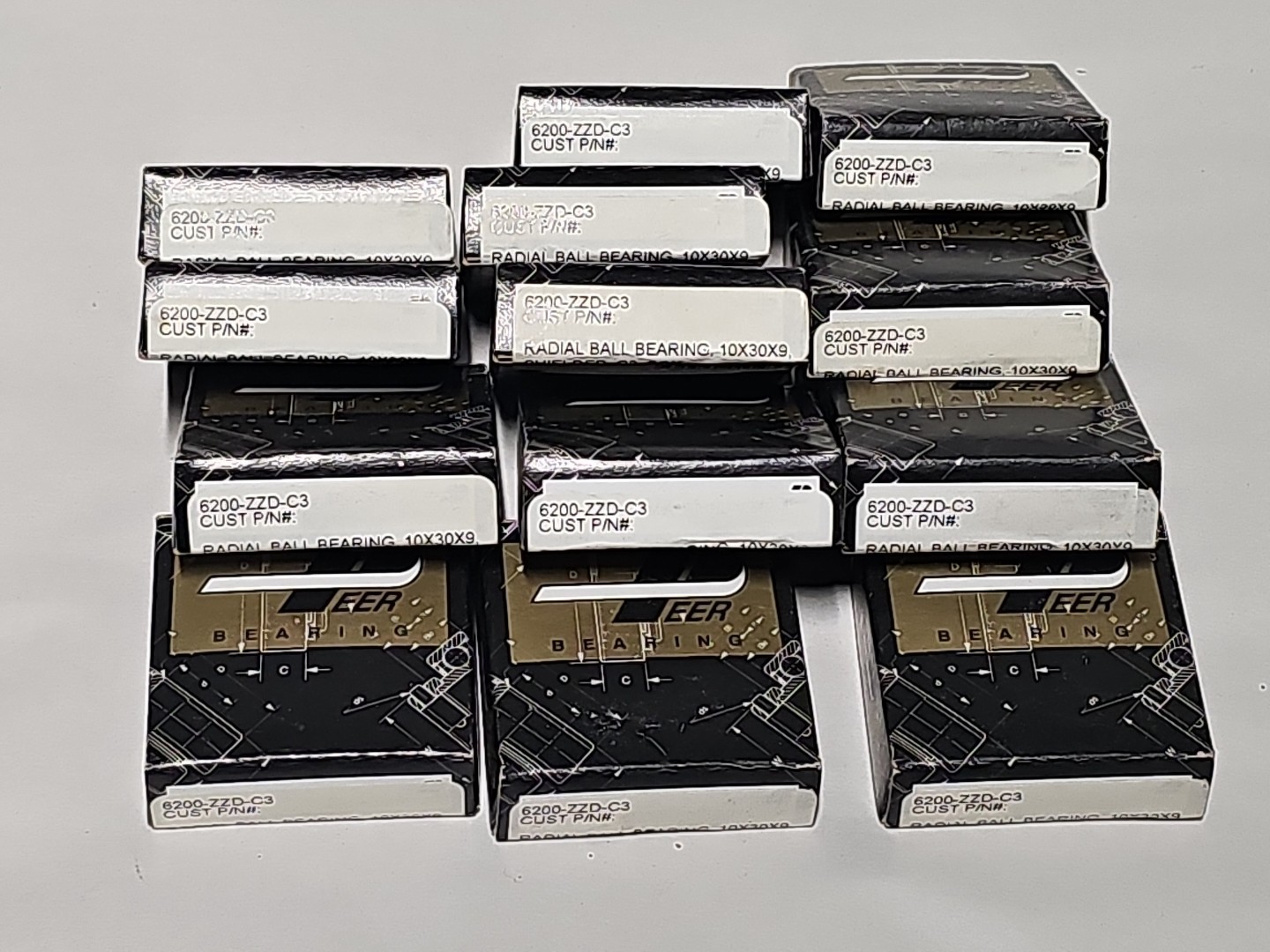Lot Of 13 New 6200-ZZD-C3 – PEER BALL BEARING – RADIAL 10X30X9 W185982