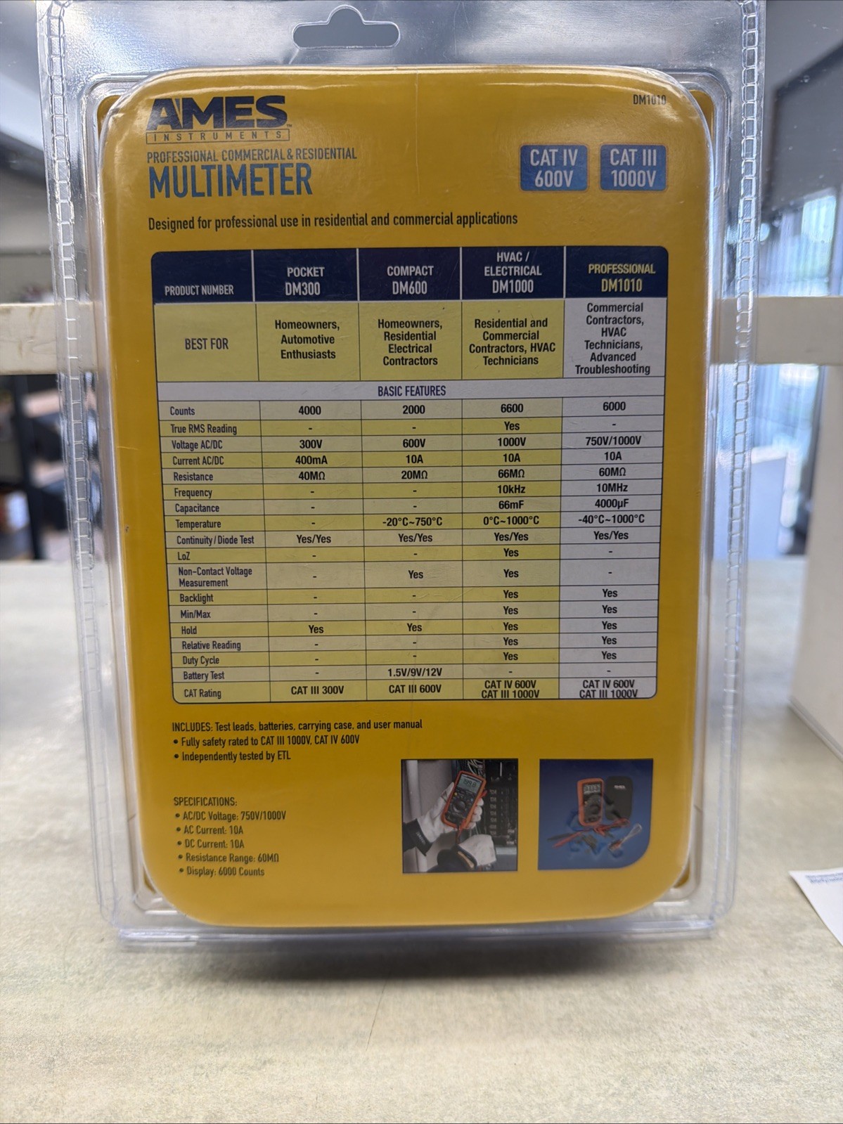 AMES DM1010 Commercial & Residential Multimeter CAT IV 600V CAT III 1000V