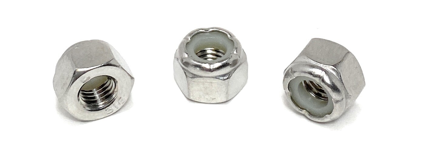 (25) 1/4-28 Stainless Steel Nylon Insert Lock Nuts – 316 Marine Grade Stainless