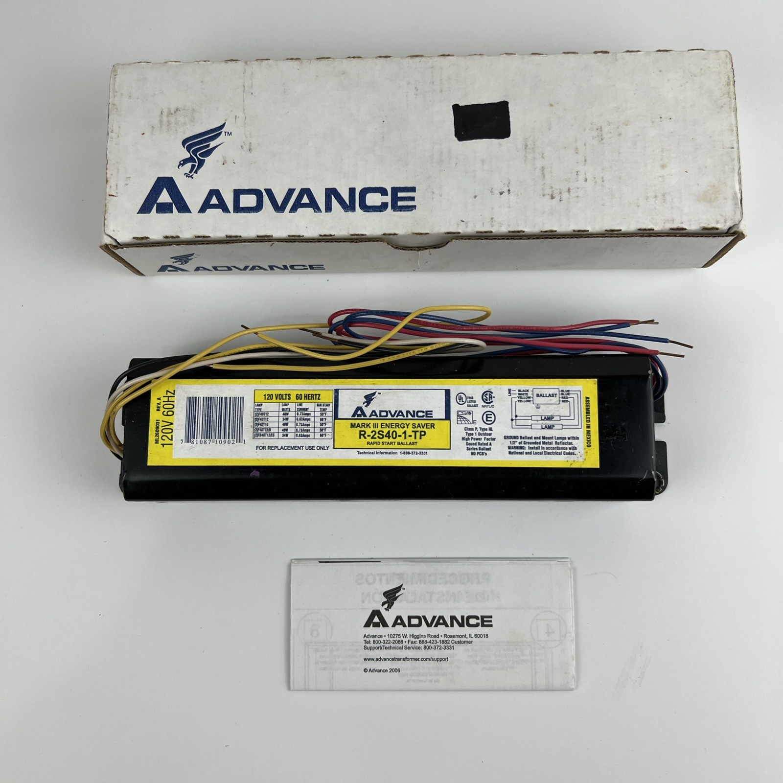 Advance Transformers Ballast R-2S40-1-TP 120VOLTS/60HZ