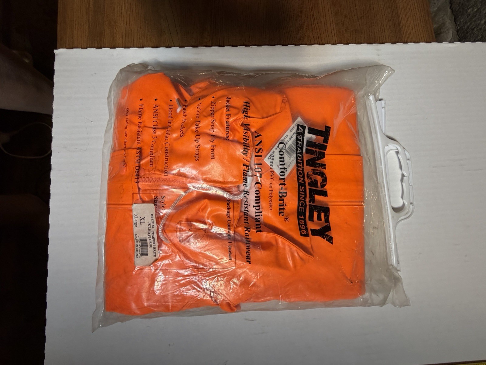 Tingley Rain Jacket J53129 Flame Resistant Orange XL Comfort Brite Hi Visibility