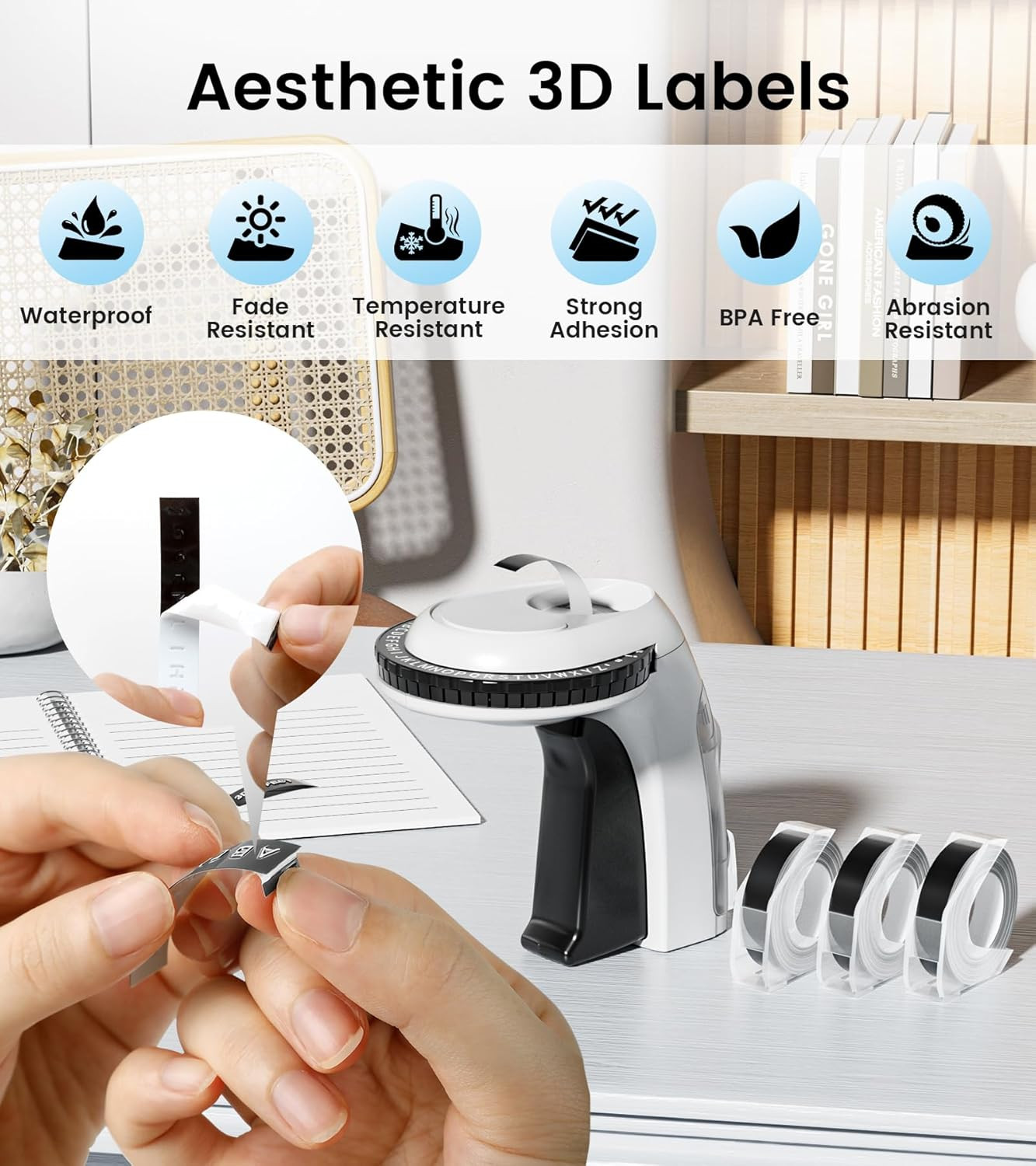 Embossing Label Maker Machine with Tapes, Manual Embossed Label Maker Retro, Vin