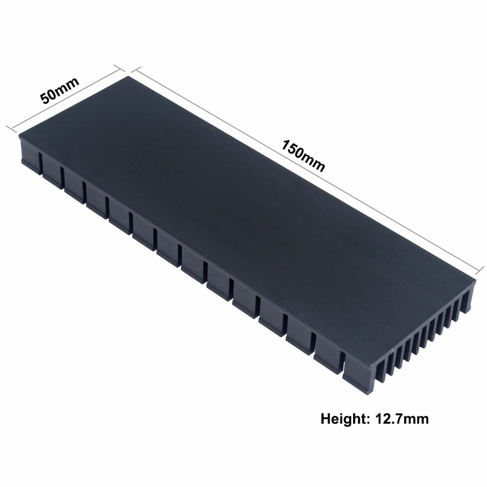 Black Aluminum Heatsink 150x60x18mm / 5.9×2.36×0.71 Inch Cooling Radiator LED