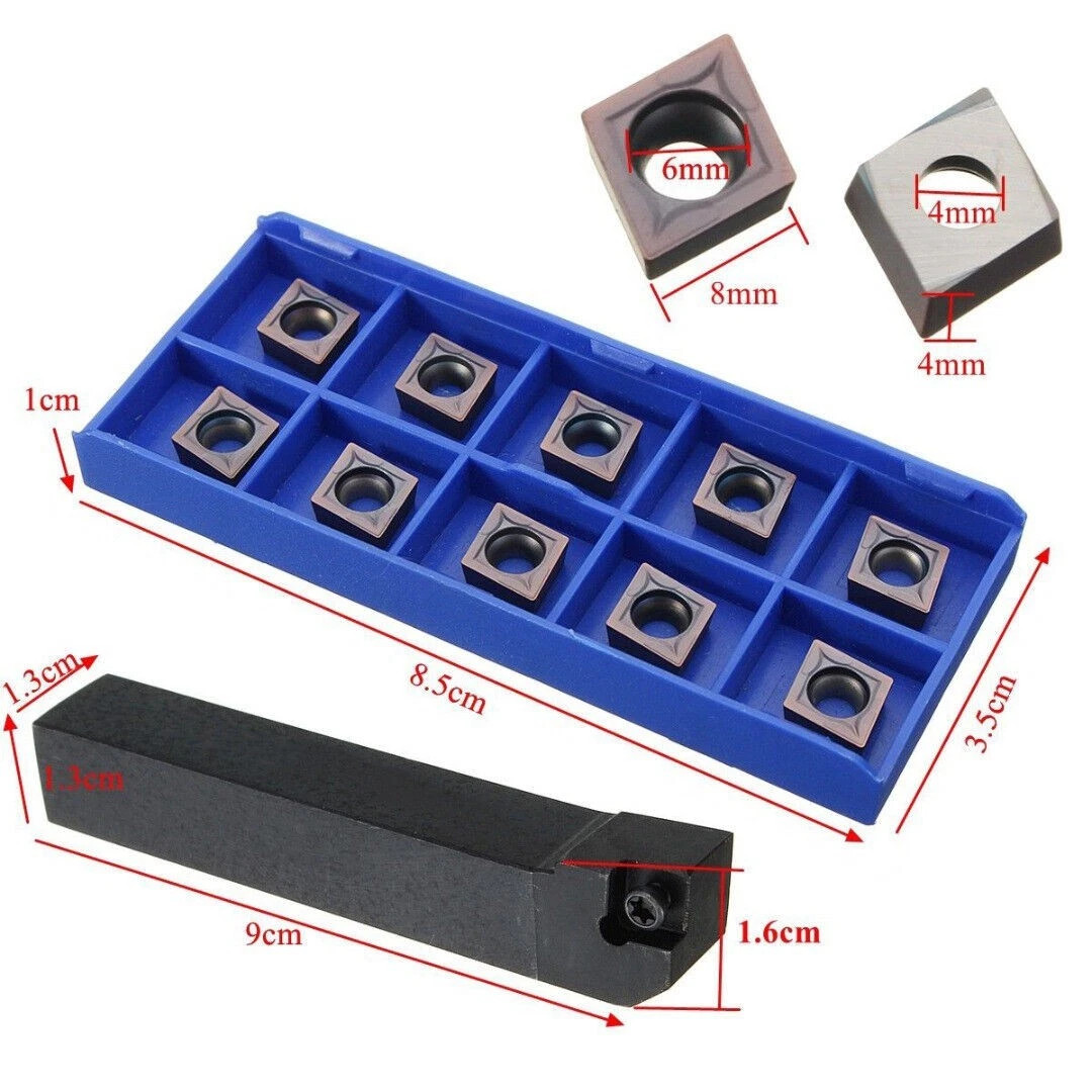 SCLCR1616H09 Lathe Turning Tool Holder Cutter + 10x CCMT09T304 Carbide Inserts