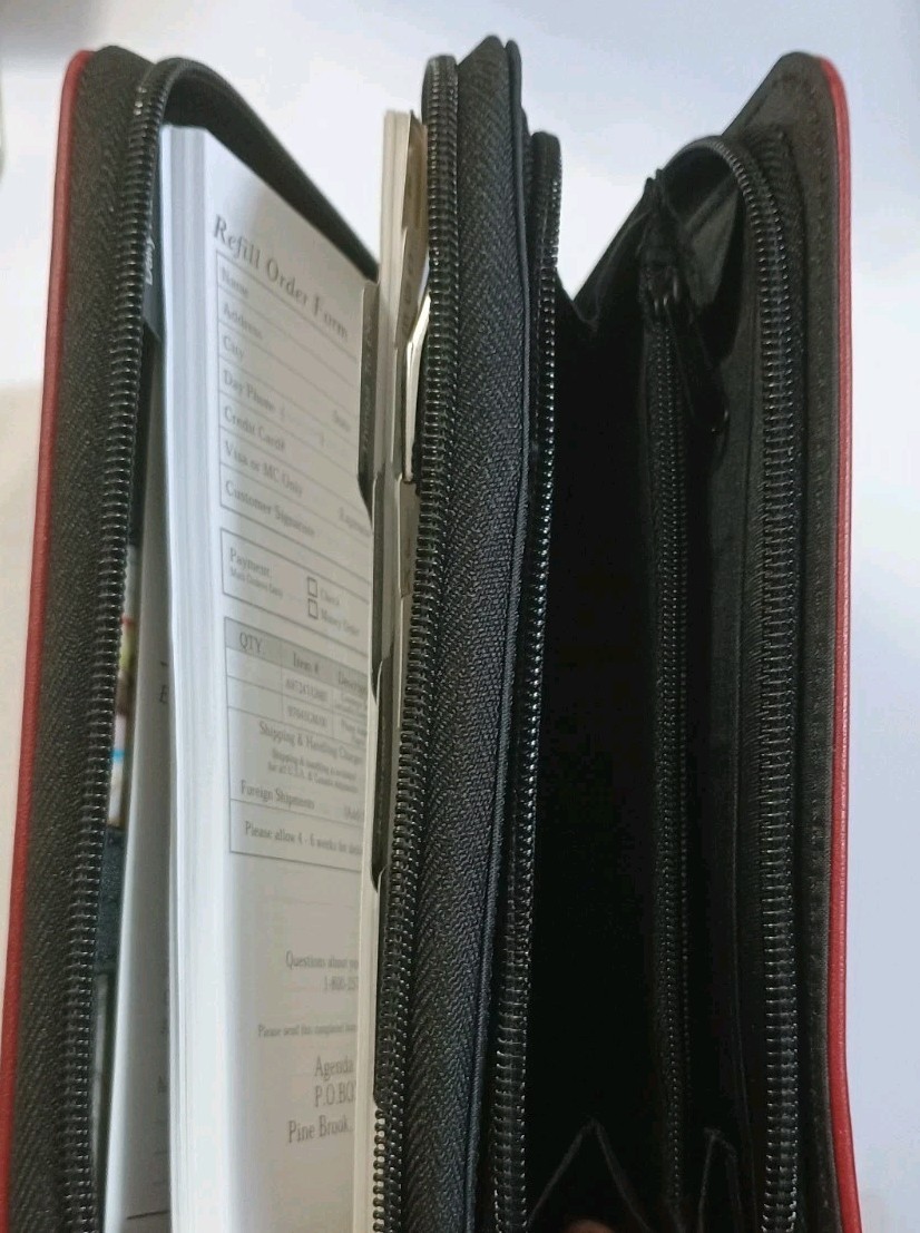 VTG Mundi Mundex Planner Organizer Notes Zipper Wallet Burgundy Leather, NWOT