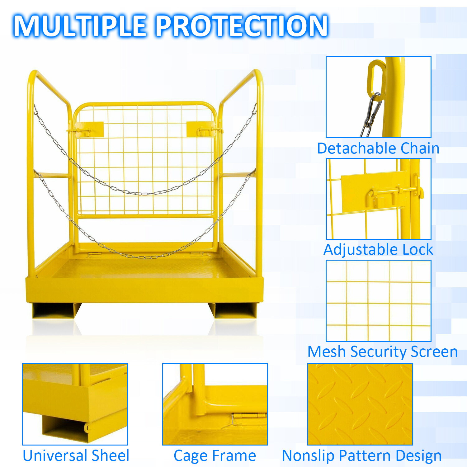 Heavy Duty Forklift Safety Cage Work Platform Basket 36″x36″ 1200lbs for Aerial