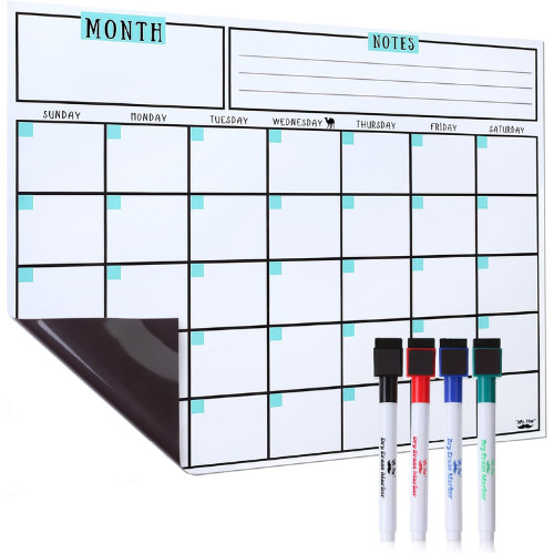 Dry Erase Calendar for Fridge, Magnetic, 14.7 x 11.8, Magnetic Calendar with 4 D