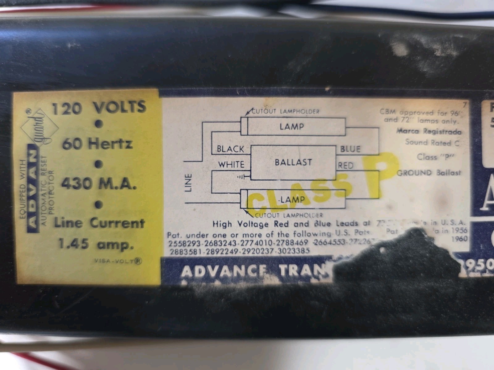 Advance Fluorescent Light Ballast T12 120 Volts