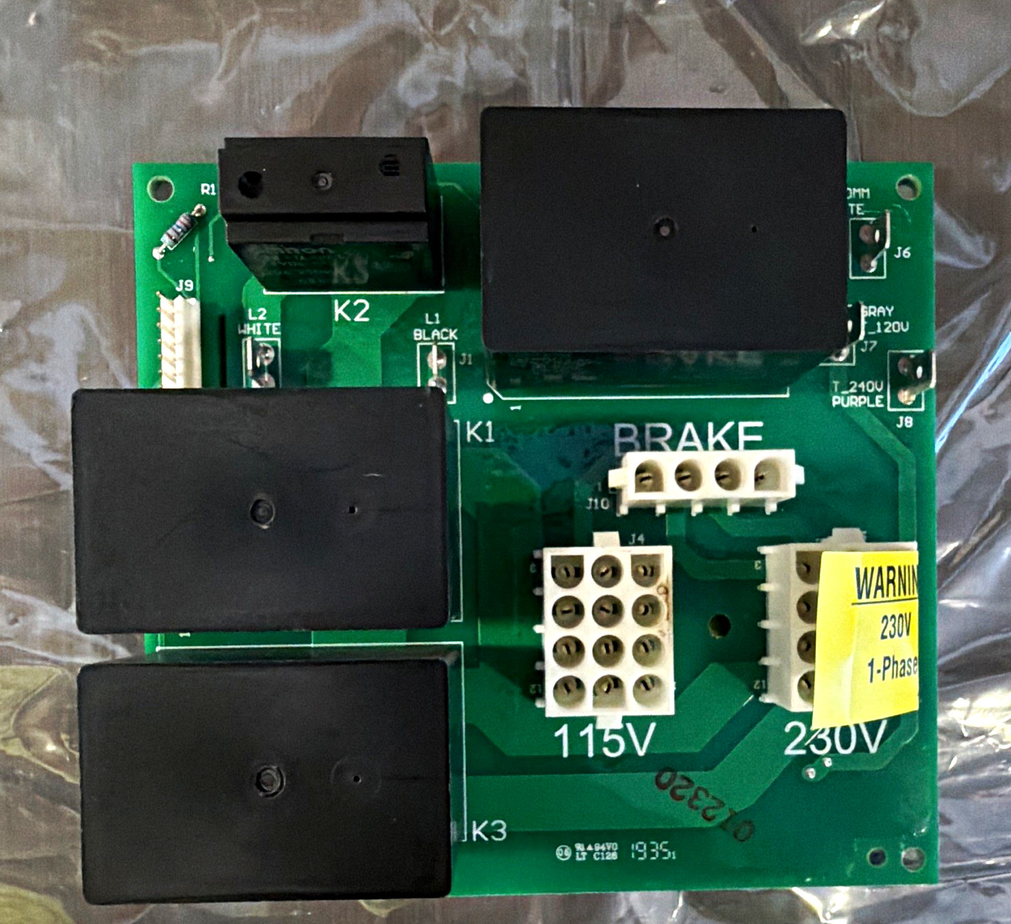 Brake Control Board PCB w/ Relays, 115V/230V 1A 1-Phase Control Board 01330