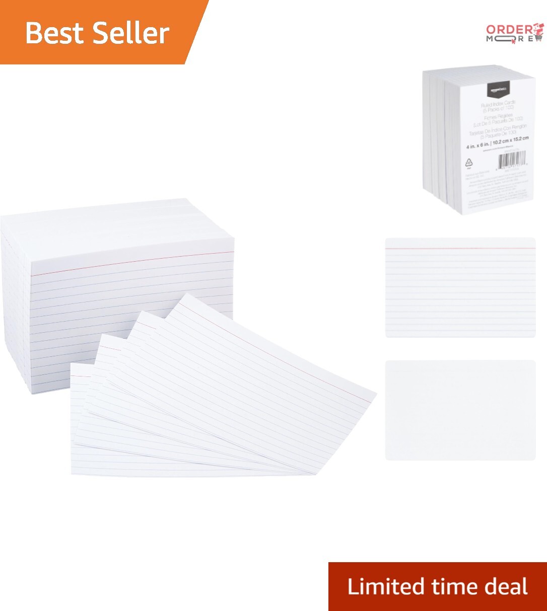500 Count Ruled White Index Note Cards – Perfect for Study & Lists