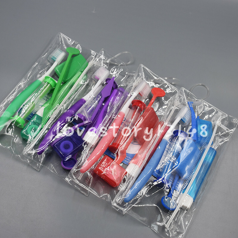 4 Sets Dental Care Toothbrush Kit Orthodontic Teeth Clean Floss Wax Mirror