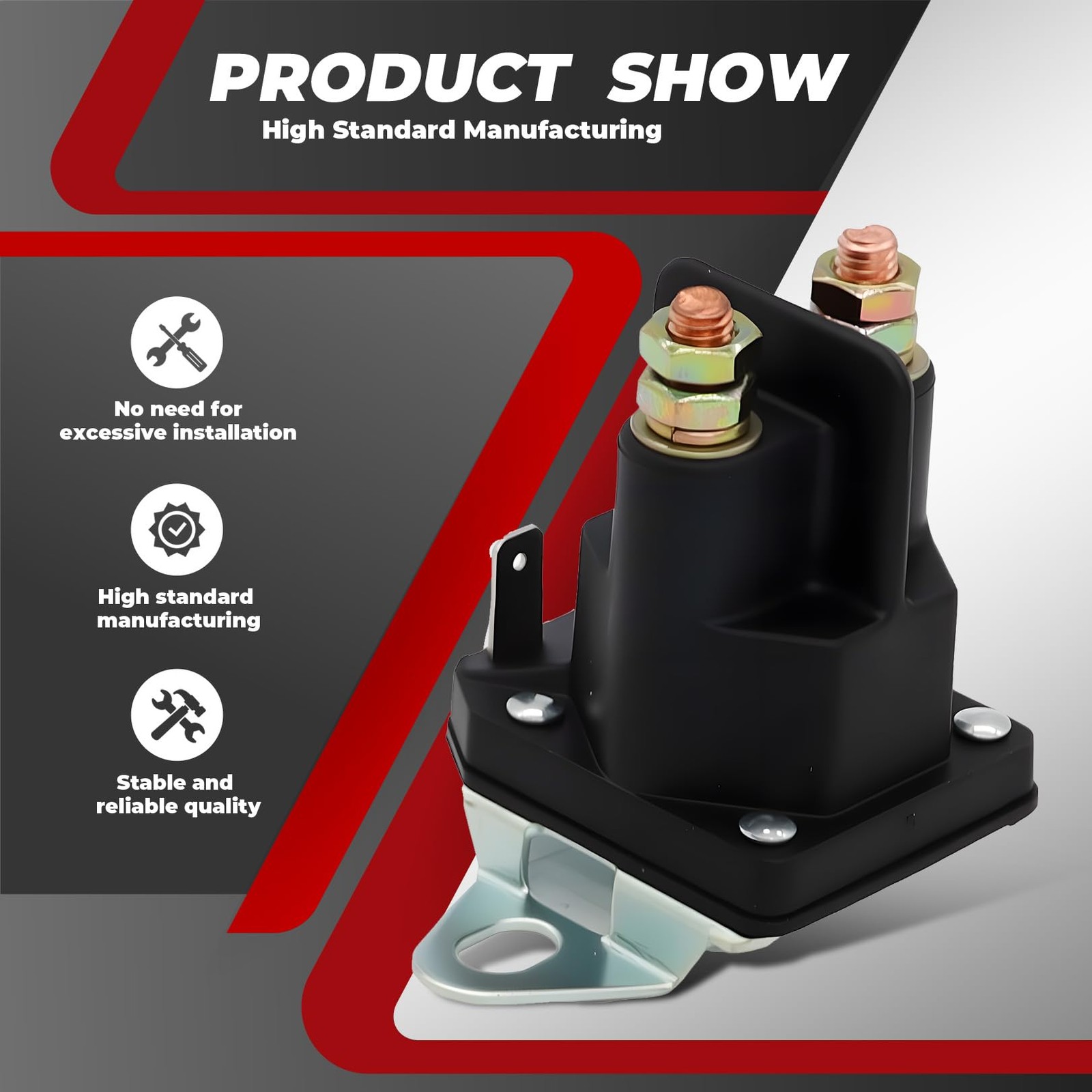 Nakkaa 812-1211-211 Solenoid Relay Switch 3 Terminal Replacement For Lawn Mower