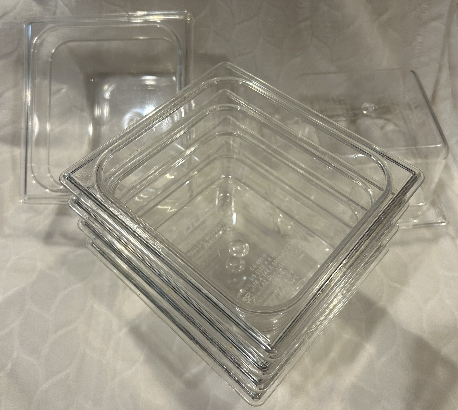 6 Each True Clear Food Pan 1/6 Size 4” Deep NSF Commercial Prep Polycarbonate