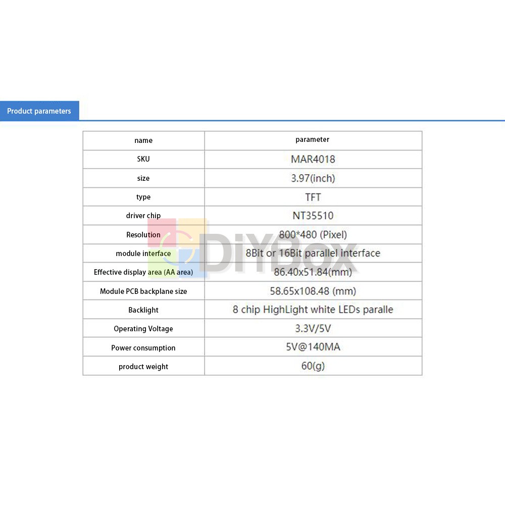4inch TFT Color Touch Display Screen LCD Module 800×480 IPS For Arduino Mega2560