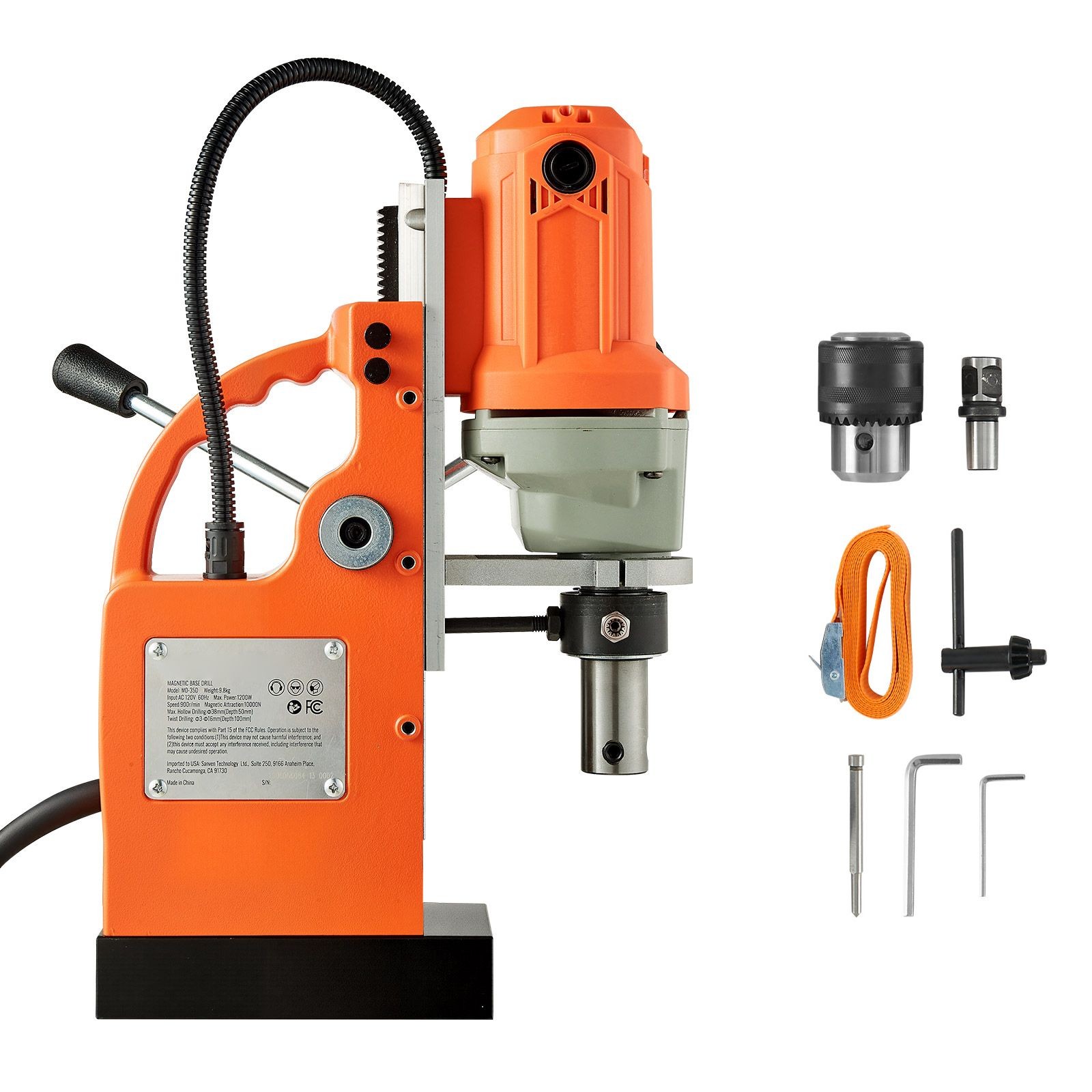 1200W Magnetic Drill Press 1.5in Bore 900RPM Weldon Shank, 2248lbf Force