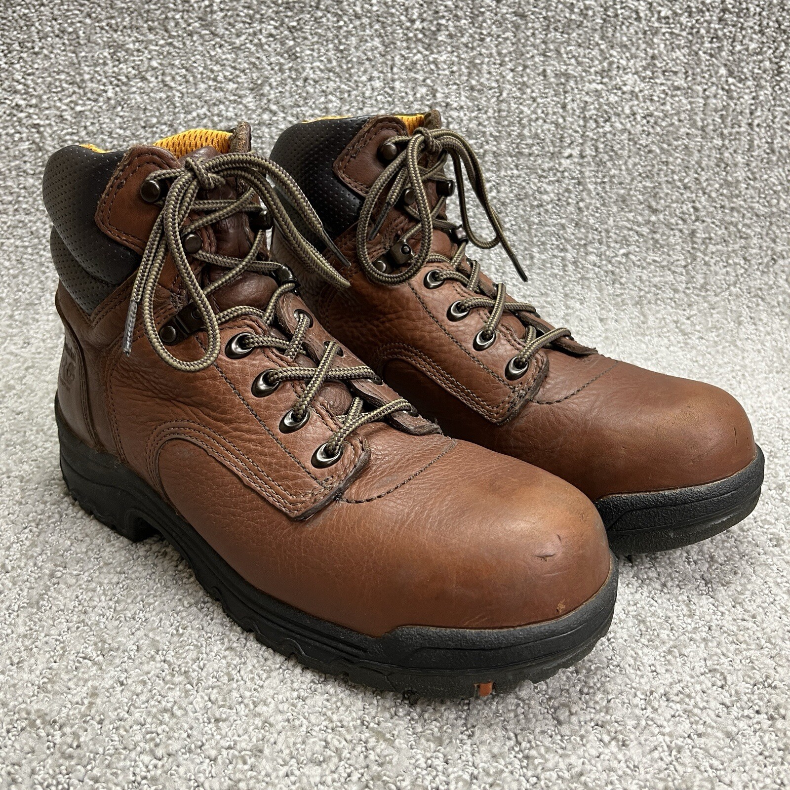 Timberland Pro358 Boots WOMEN Size 10 Brown Leather Lace Up Safety Toe Work Boot